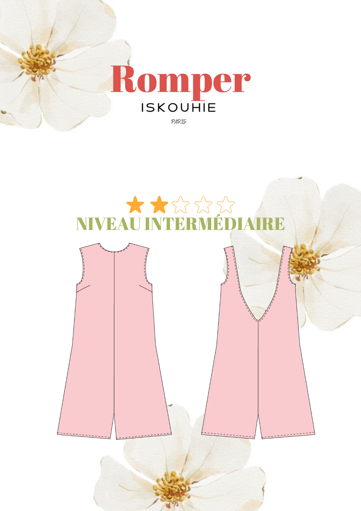 Patron PDF Romper, combi-short à dos ouvert